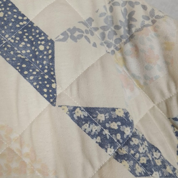 Z Supply Quilted Jacket Womens Medium White Blue Floral Patchwork Snap Pockets - Picture 4 of 16